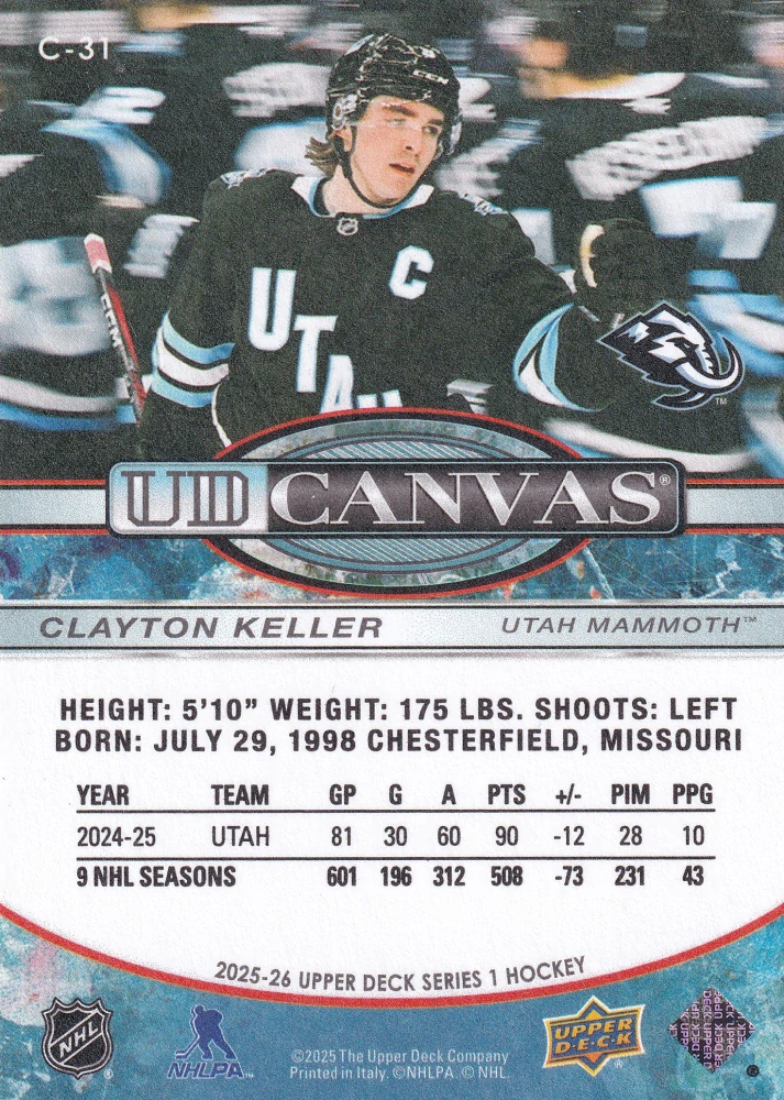2025-26 UD Series 1 - Clayton Keller - Canvas #C-31