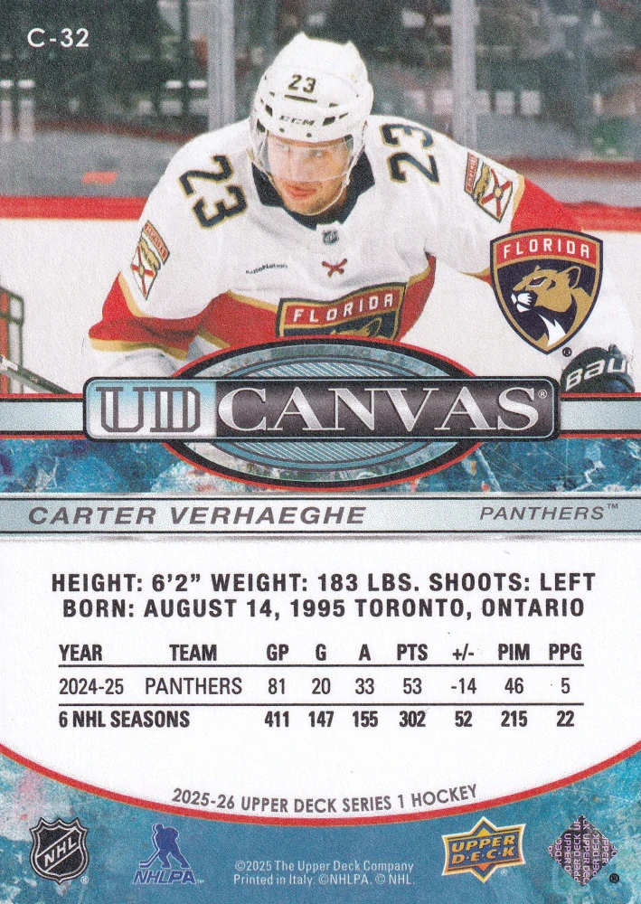 2025-26 UD Series 1 - Carter Verhaeghe - Canvas #C-32