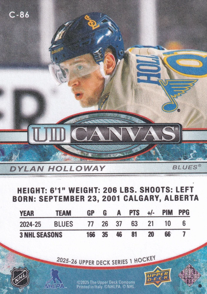 2025-26 UD Series 1 - Dylan Holloway - Canvas #C-86