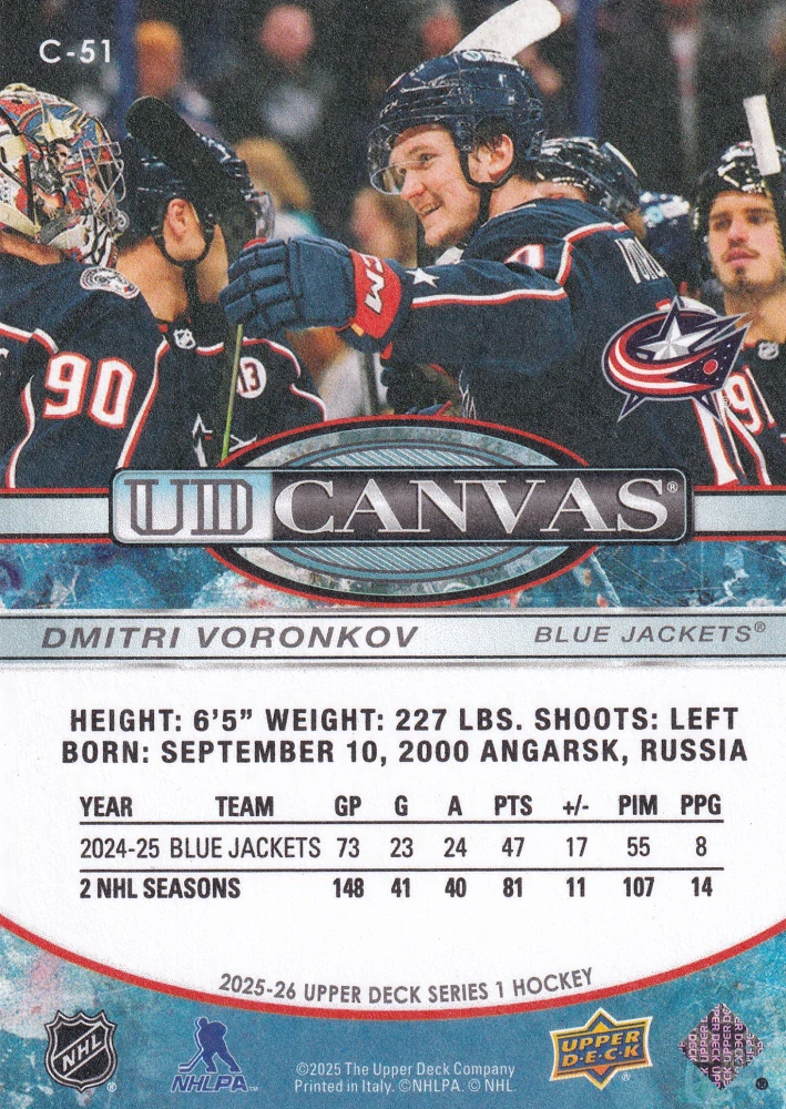 2025-26 UD Series 1 - Dmitri Voronkov - Canvas #C-51