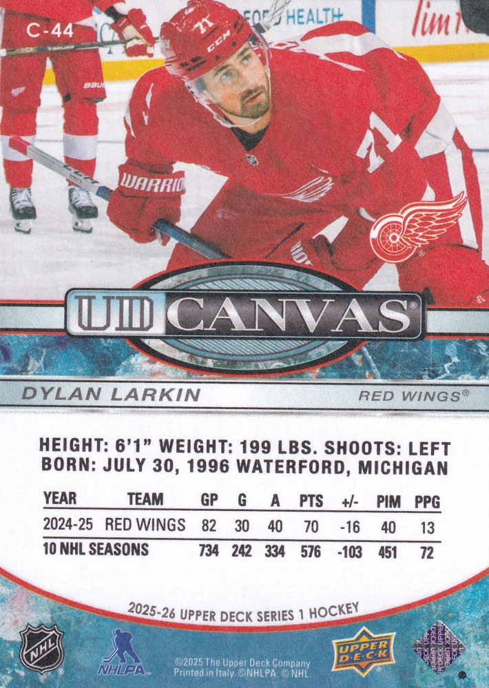 2025-26 UD Series 1 - Dylan Larkin - Canvas #C-44