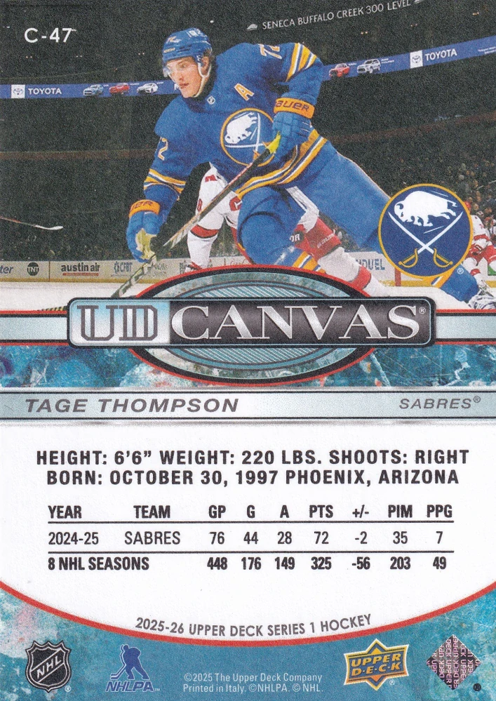 2025-26 UD Series 1 - Tage Thompson - Canvas #C-47