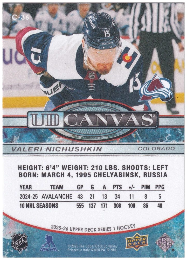 2025-26 UD Series 1 - Valeri Nichushkin - Canvas #C-36