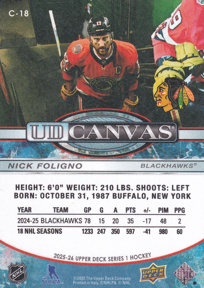 2025-26 UD Series 1 - Nick Foligno - Canvas #C-18