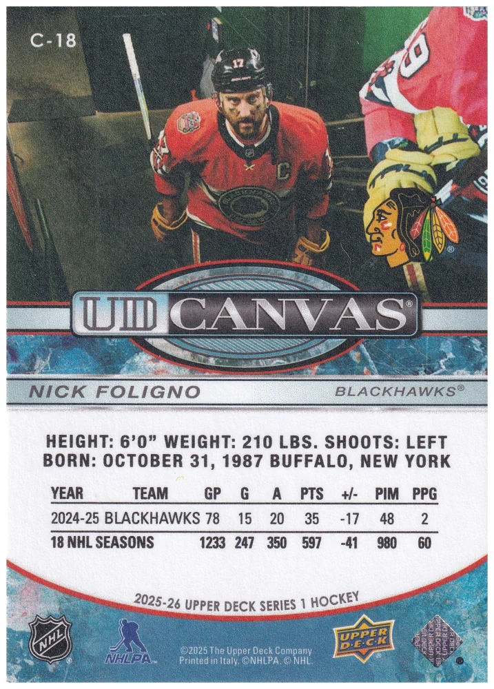 2025-26 UD Series 1 - Nick Foligno - Canvas #C-18