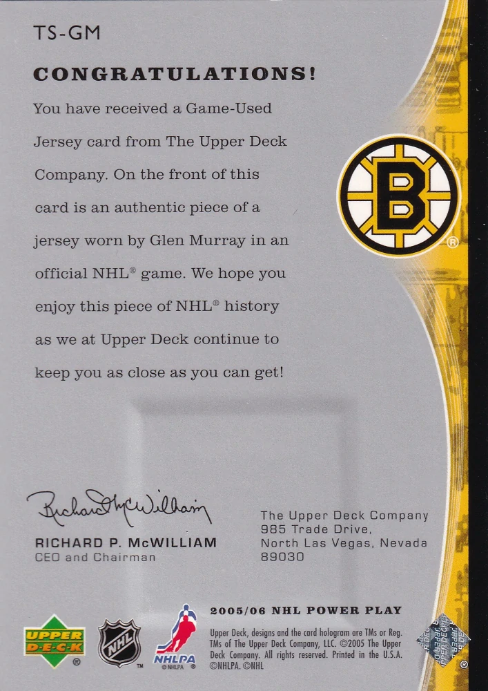 2005-06 UD Power Play - Glen Murray - The Specialists #TS-GM