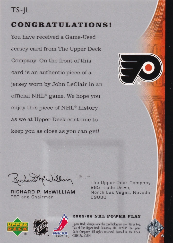 2005-06 UD Power Play - John LeClair - The Specialists #TS-JL