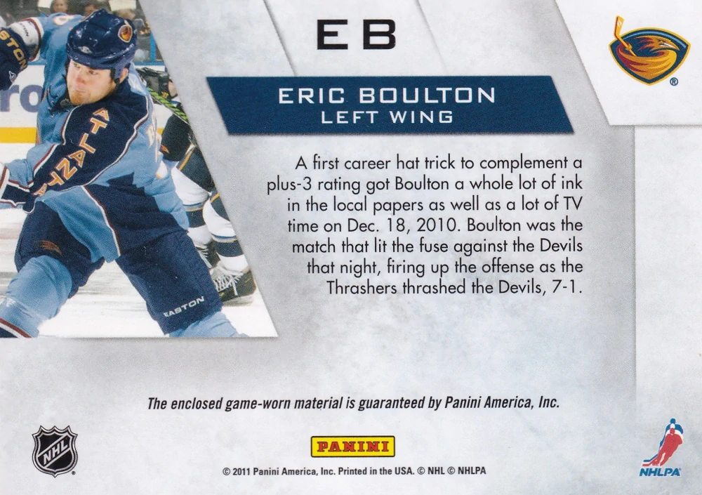 2010-11 Panini Zenith - Eric Boulton - Winter Warriors #EB