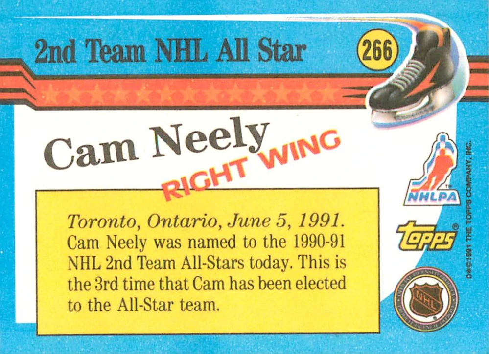 1991-92 Topps - Cam Neely - All Star #266