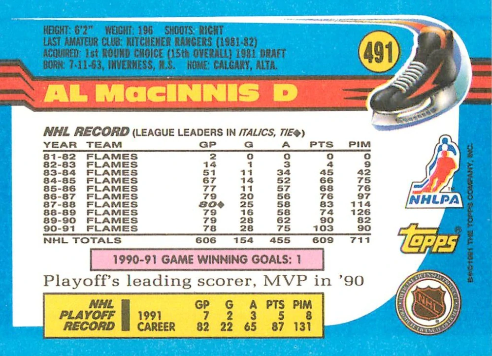 1991-92 Topps - Al MacInnis #491