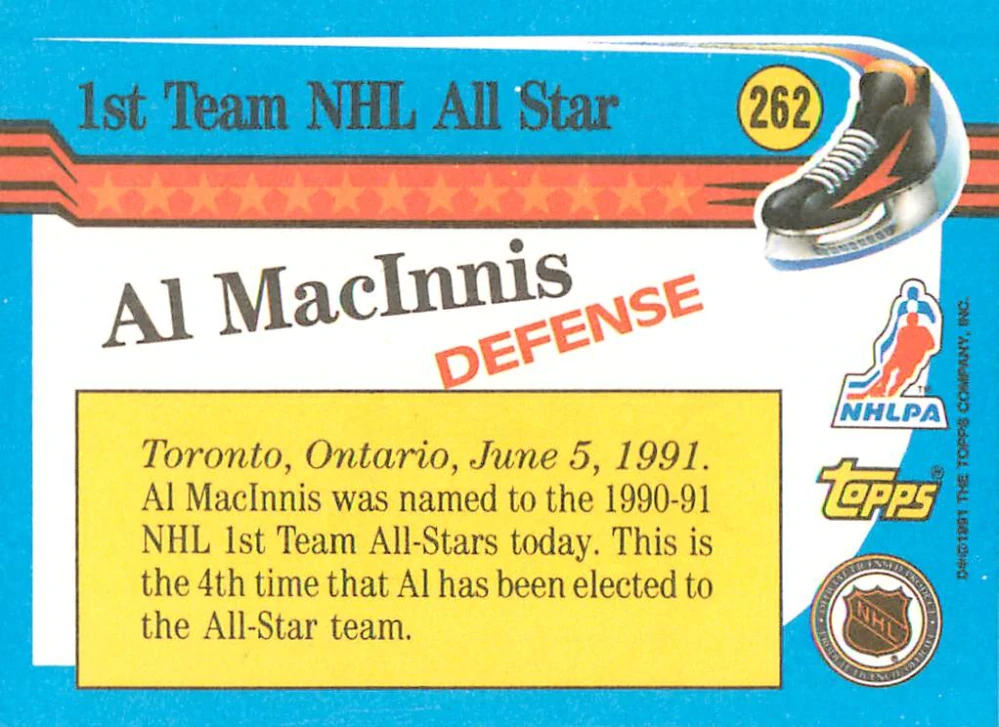 1991-92 Topps - Al MacInnis - All Star #262