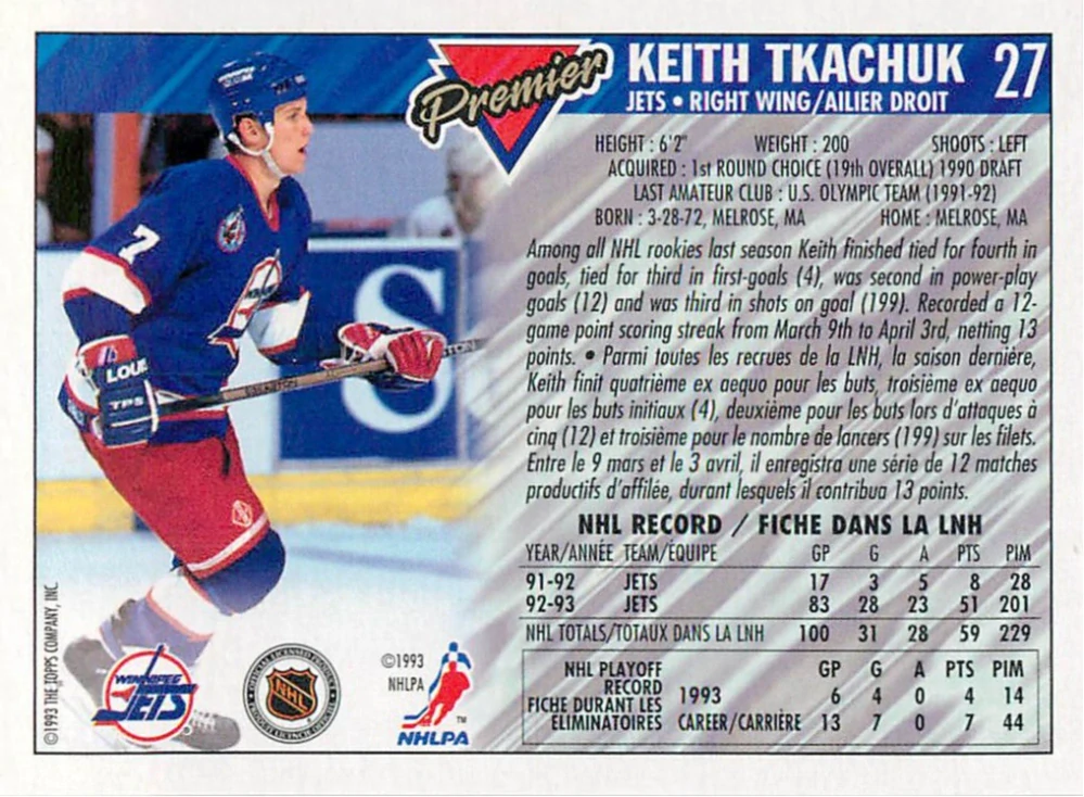 1993-94 O-Pee-Chee Premier - Keith Tkachuk #27