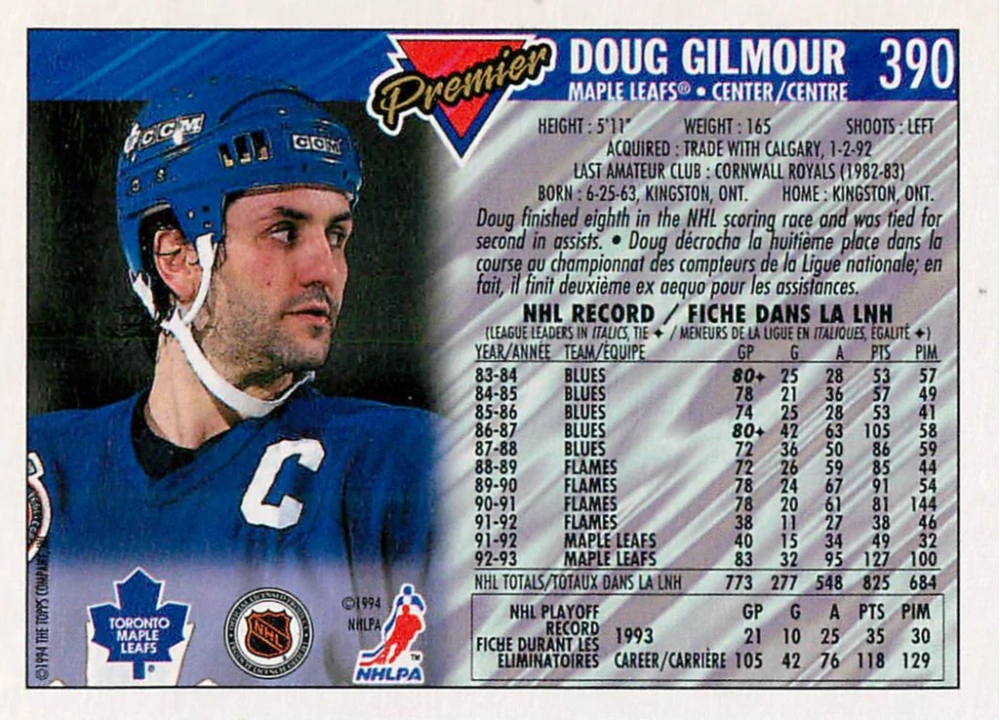 1993-94 O-Pee-Chee Premier - Doug Gilmour #390