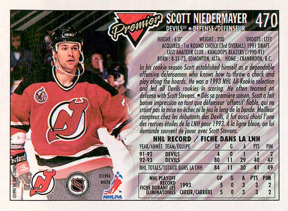1993-94 O-Pee-Chee Premier - Scott Niedermayer #470