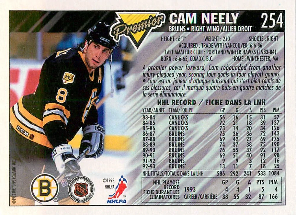 1993-94 O-Pee-Chee Premier - Cam Neely #254