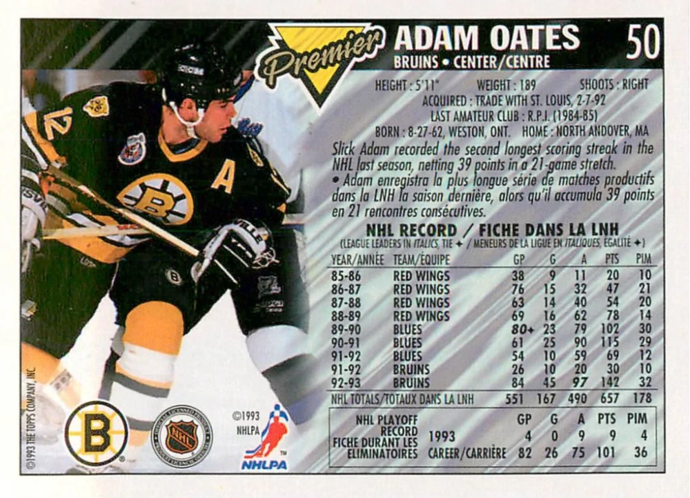 1993-94 O-Pee-Chee Premier - Adam Oates #50
