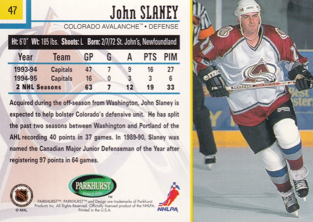 1995-96 Parkhurst International - John Slaney #47