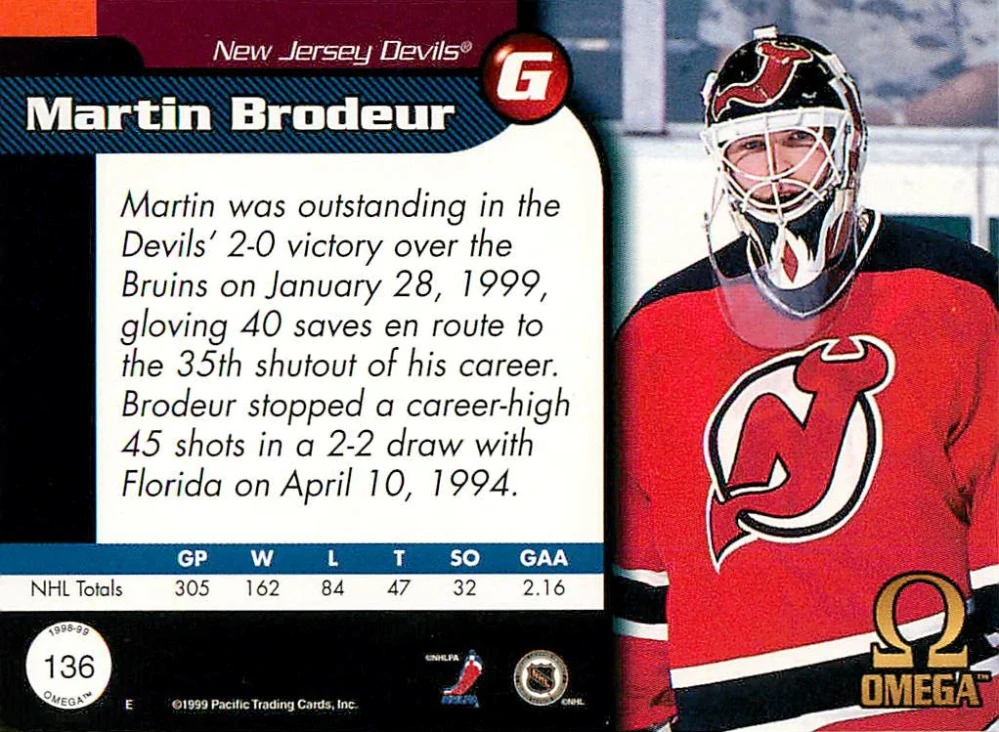 1998-99 Pacific Omega - Martin Brodeur #136