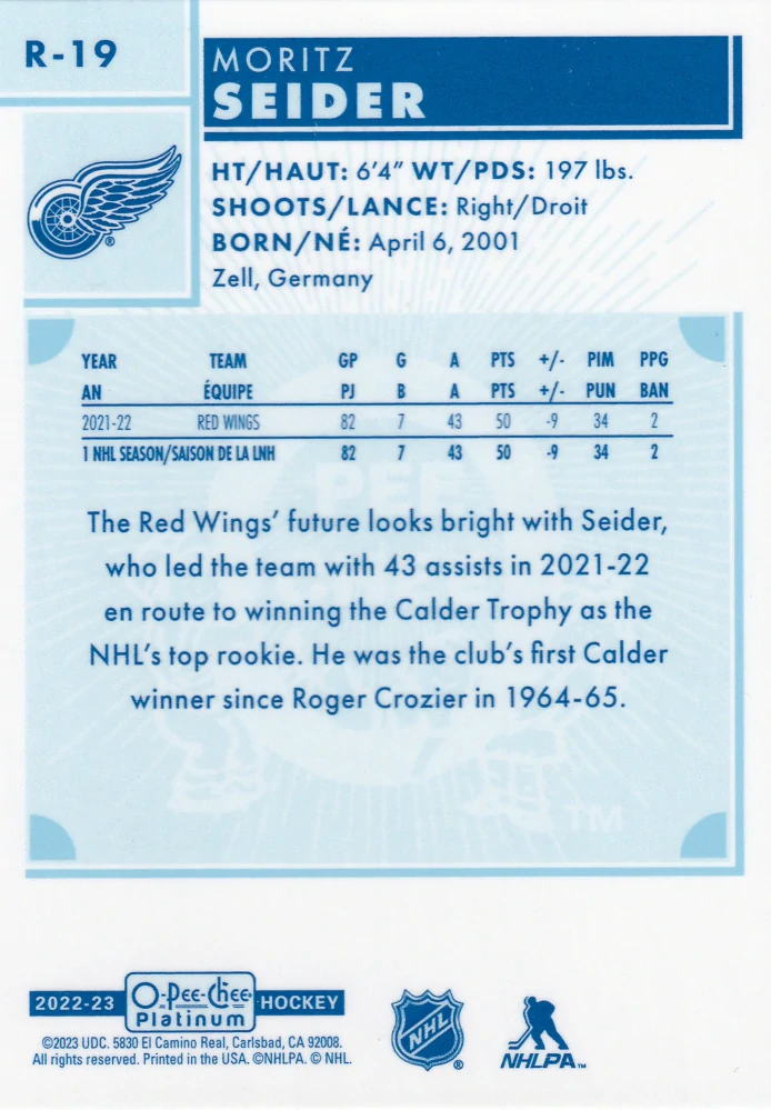 2022-23 UD O-Pee-Chee Platinum - Moritz Seider - Retro #R-19