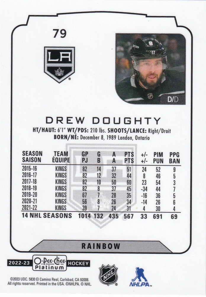 2022-23 UD O-Pee-Chee Platinum - Drew Doughty - Rainbow #79