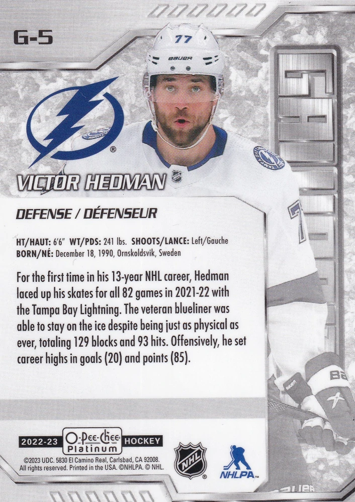 2022-23 UD O-Pee-Chee Platinum - Victor Hedman - Galvanized #G-5