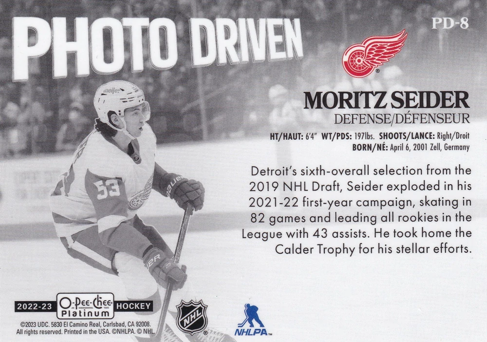 2022-23 UD O-Pee-Chee Platinum - Moritz Seider - Photo Driven #PD-8