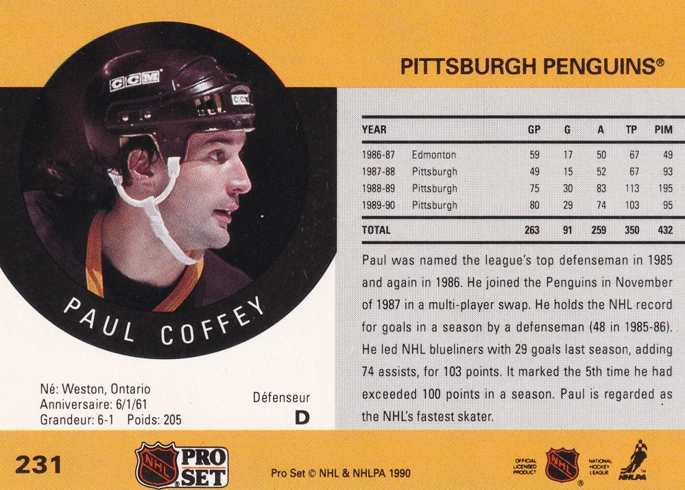 1990-91 Pro Set - Paul Coffey #231