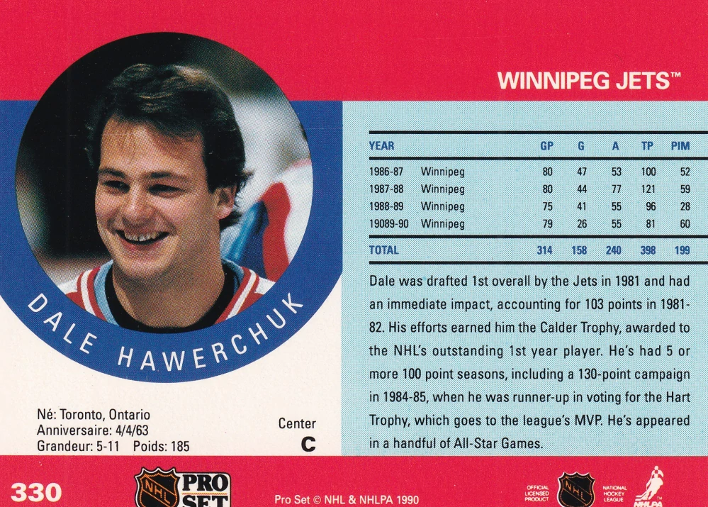 1990-91 Pro Set - Dale Hawerchuk #330