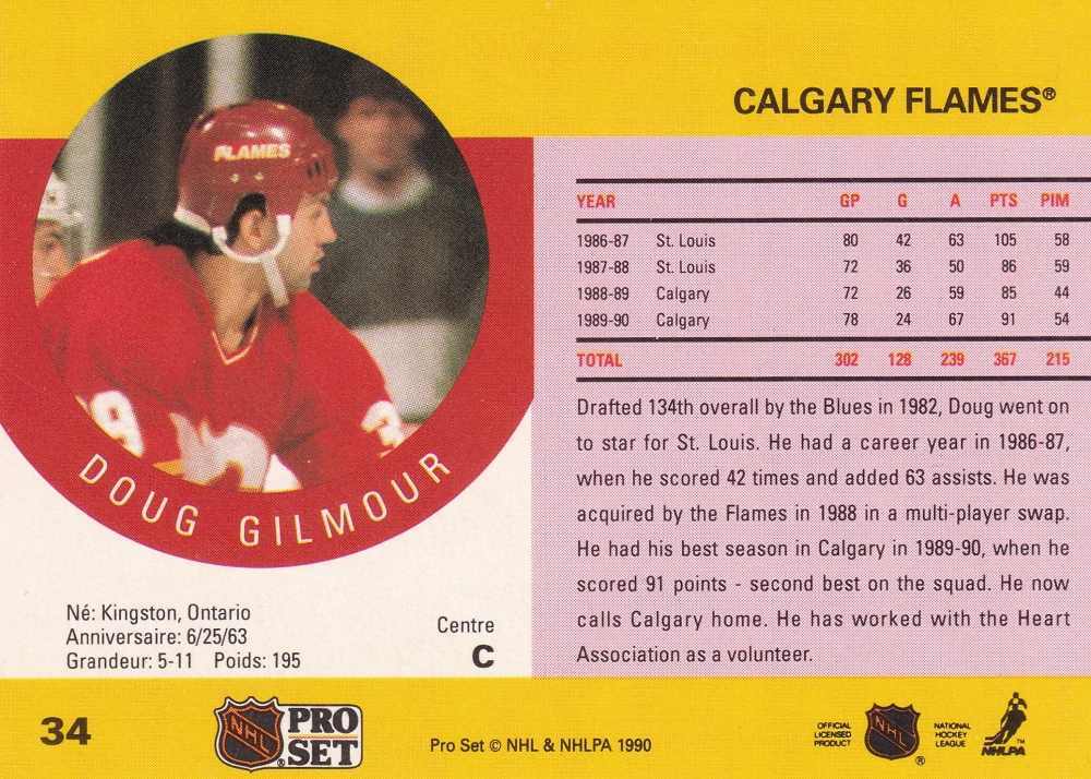 1990-91 Pro Set - Doug Gilmour #34