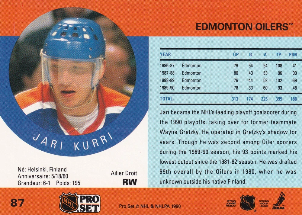 1990-91 Pro Set - Jari Kurri #87