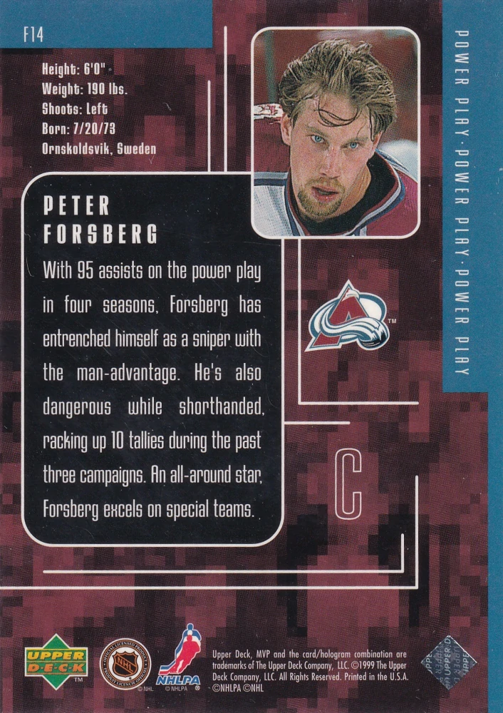 1998-99 UD MVP - Peter Forsberg - Special Forces #F14
