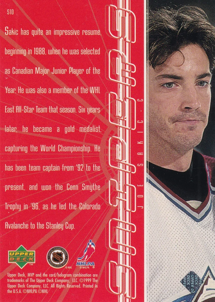 1998-99 UD MVP - Joe Sakic - Snipers #S10