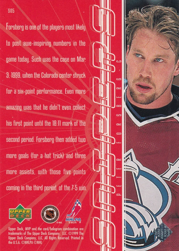 1998-99 UD MVP - Peter Forsberg - Snipers #S05