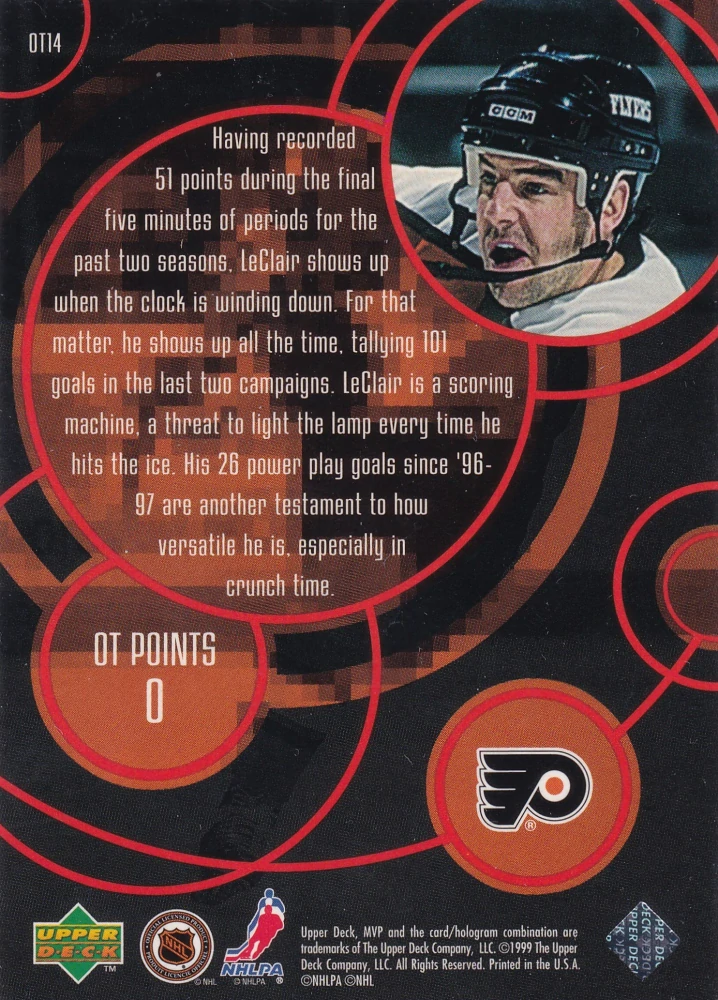 1998-99 UD MVP - John LeClair - OT Heroes #OT14