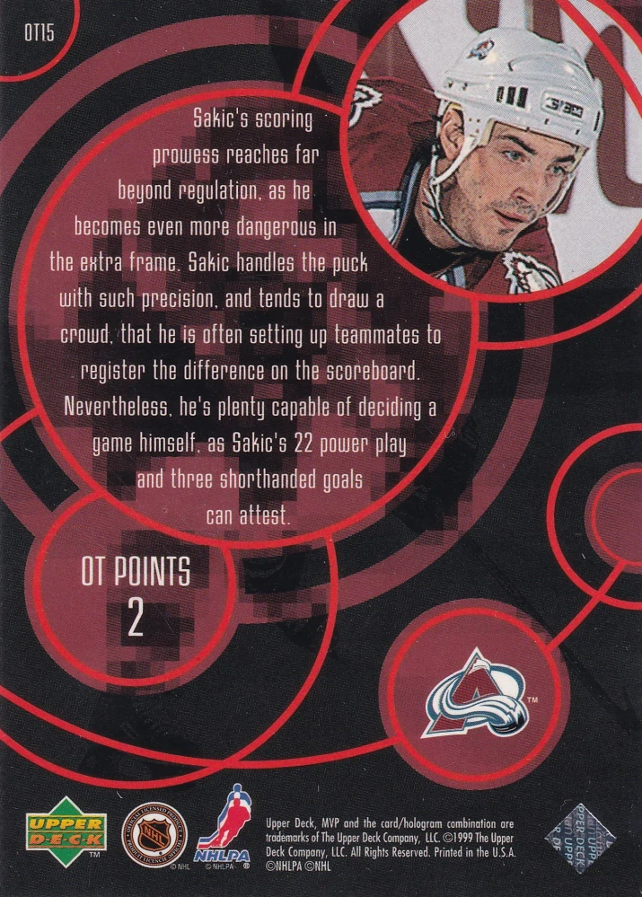 1998-99 UD MVP - Joe Sakic - OT Heroes #OT15