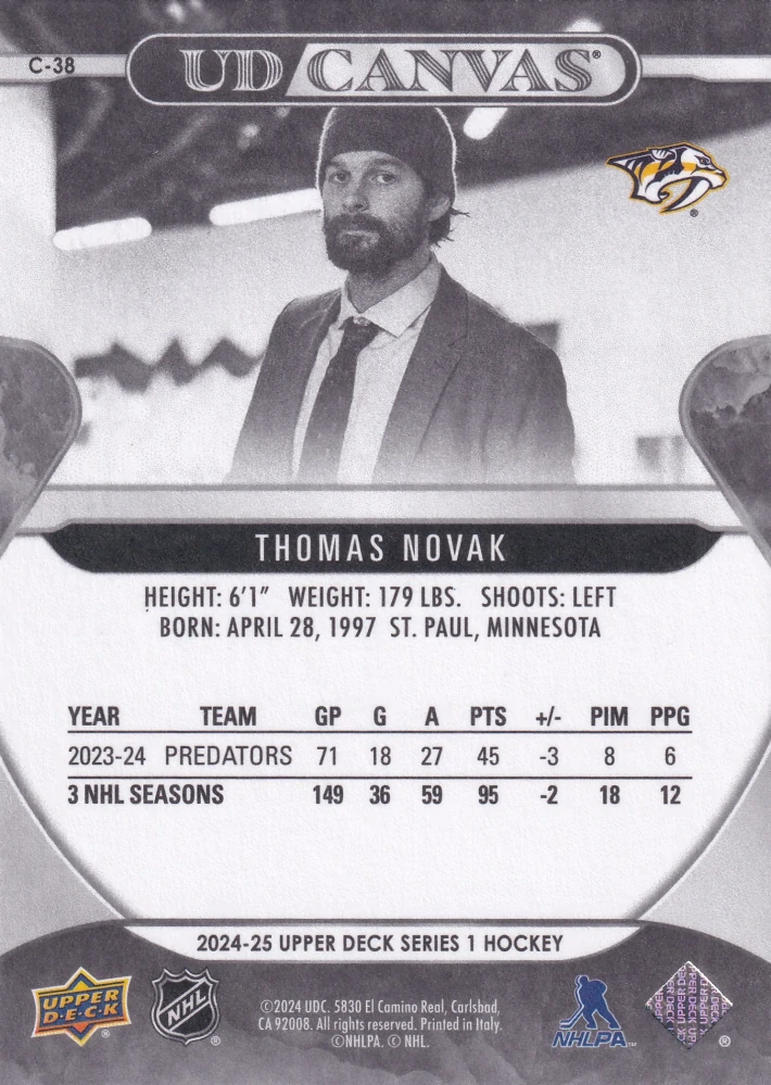 2024-25 UD Series 1 - Thomas Novak - Canvas Black & White #C-38