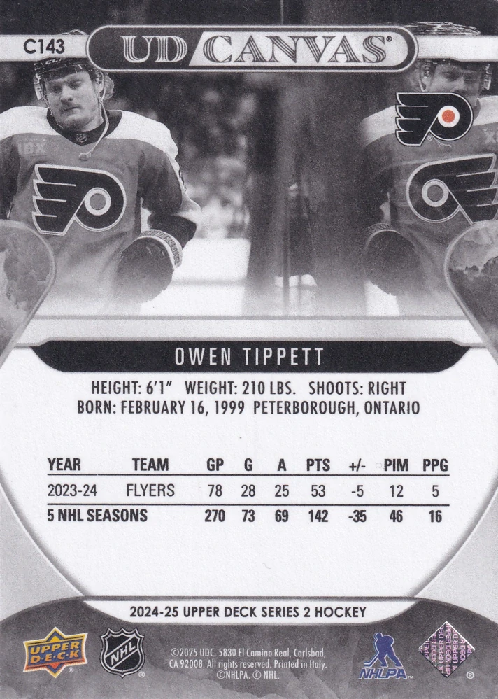 2024-25 UD Series 2 - Owen Tippett - Canvas Black & White #C143