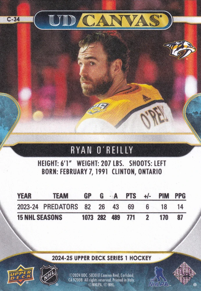 2024-25 UD Series 1 - Ryan O'Reilly - Canvas #C-34