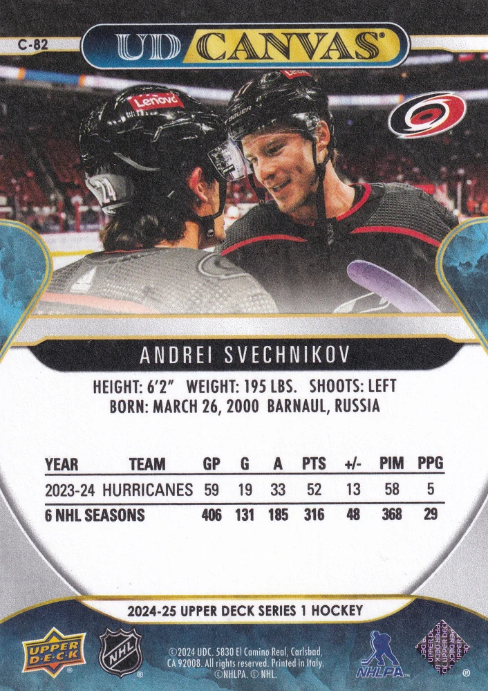 2024-25 UD Series 1 - Andrei Svechnikov - Canvas #C-82
