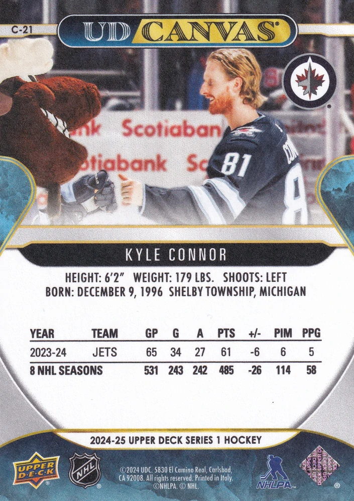 2024-25 UD Series 1 - Kyle Connor - Canvas #C-21