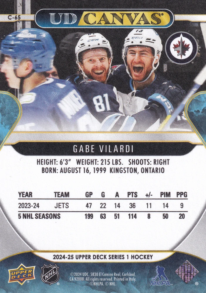 2024-25 UD Series 1 - Gabe Vilardi - Canvas #C-65