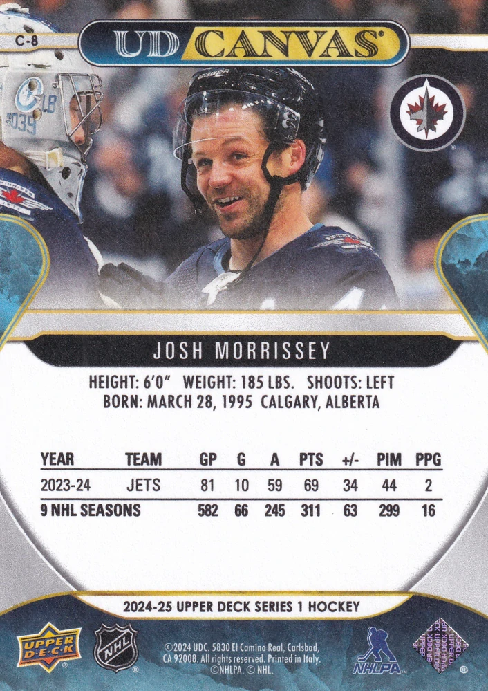 2024-25 UD Series 1 - Josh Morrissey - Canvas #C-8