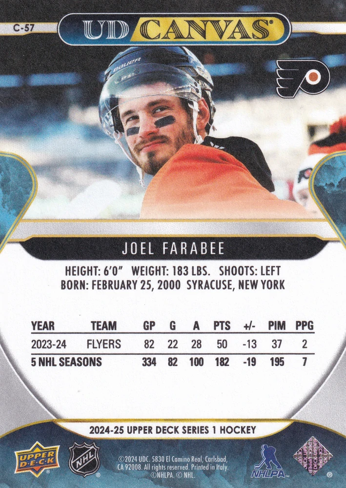 2024-25 UD Series 1 - Joel Farabee - Canvas #C-57