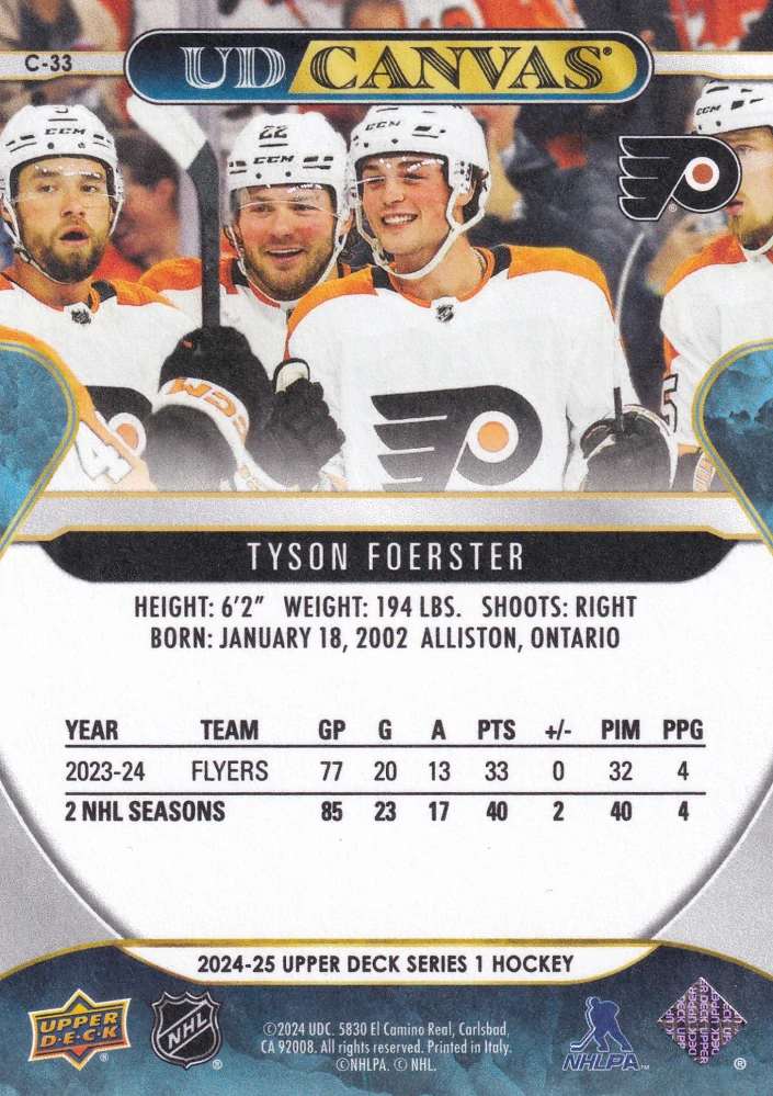 2024-25 UD Series 1 - Tyson Foerster - Canvas #C-33