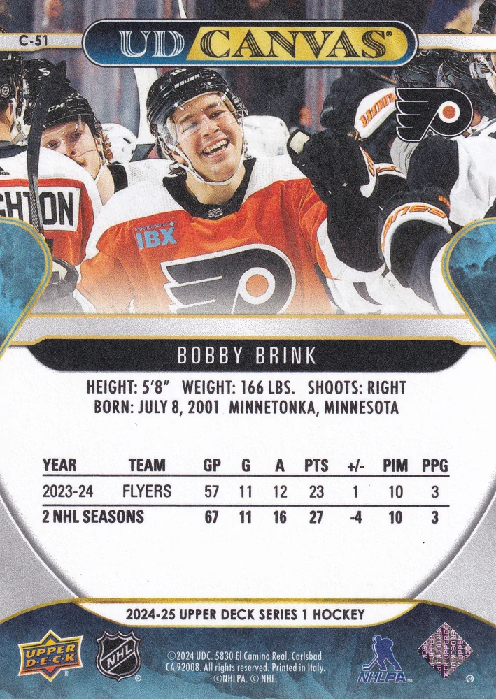 2024-25 UD Series 1 - Bobby Brink - Canvas #C-51