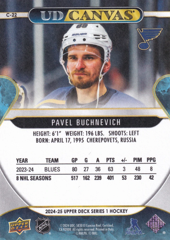 2024-25 UD Series 1 - Pavel Buchnevich - Canvas #C-22