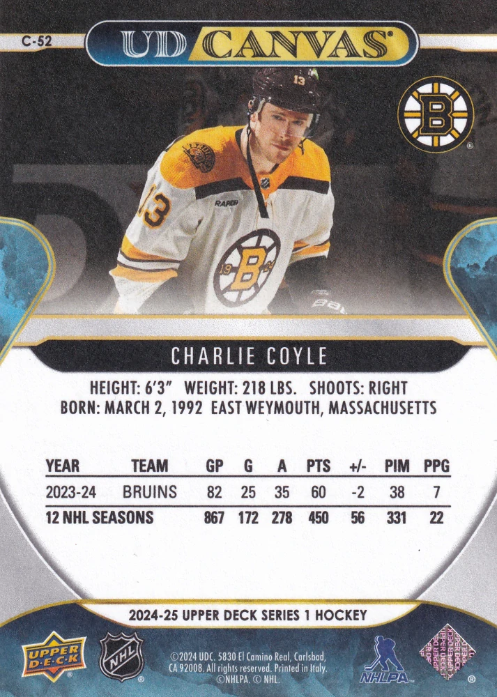 2024-25 UD Series 1 - Charlie Coyle - Canvas #C-52