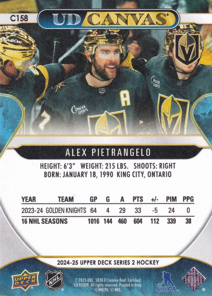 2024-25 UD Series 2 - Alex Pietrangelo - Canvas #C158