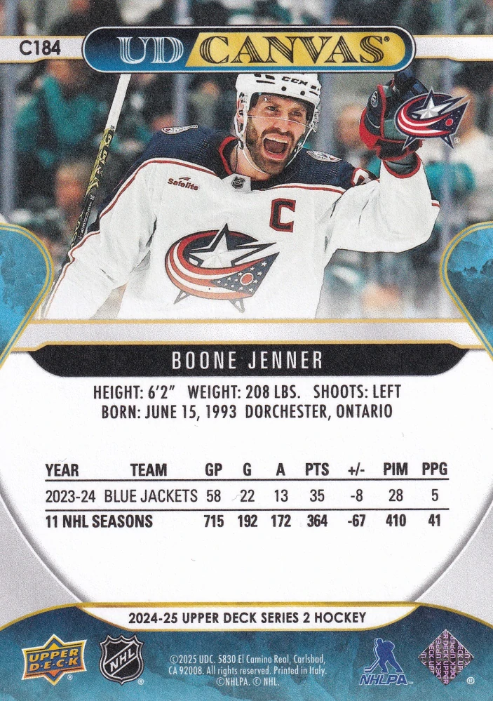 2024-25 UD Series 2 - Boone Jenner - Canvas #C184