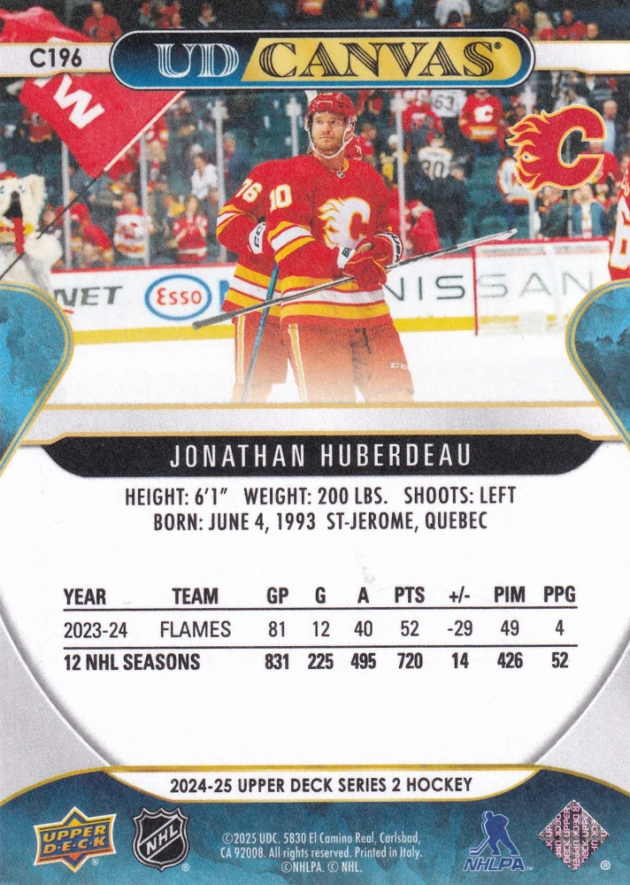 2024-25 UD Series 2 - Jonathan Huberdeau - Canvas #C196
